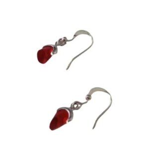 VINTAGE STERING Earrings w/ Red Glass Stones